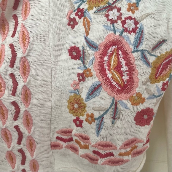 Soft Surroundings Embroidered Hoodie Sweater Small Cotton Boho Cottagecore - Picture 10 of 15